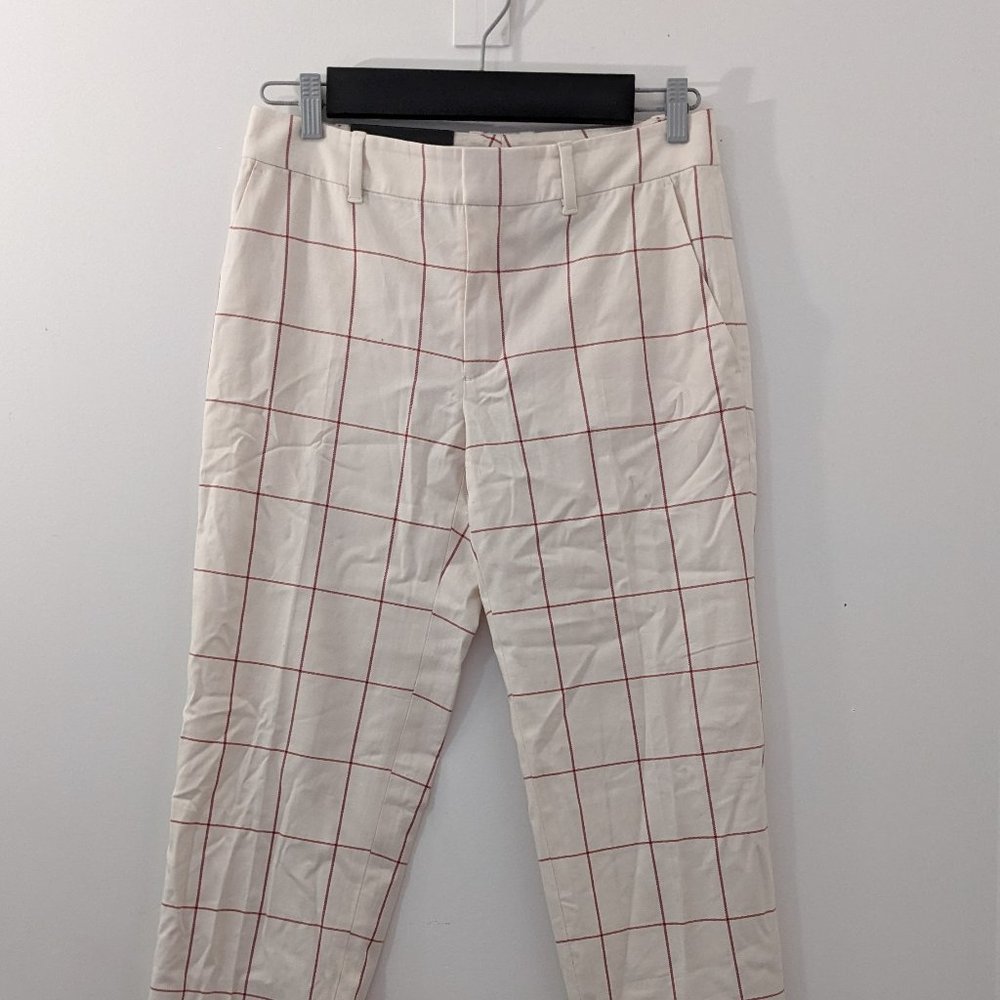 Club Monaco White Checkered Ankle Pants